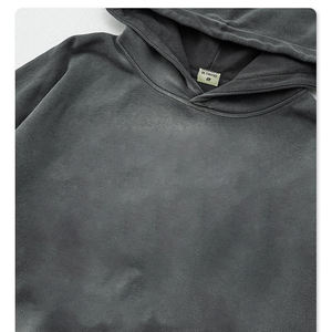 Pull-over vintage vierge poids lourd en éponge française avec logo personnalisé Sweat à capuche lavé à l'acide à double fermeture éclair de haute qualité pour hommes - Product Image 3