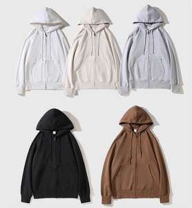 380g con capucha cremallera cárdigan con capucha hombres y mujeres 100% algodón Casual abrigo Zip up sudaderas con capucha y sudaderas fabricante - Product Image 1