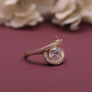 IGI Certified Lab Grown Diamond Open Bypass Ring 18K Rose / White And Yellow Gold Round Cut Diamond Statement Ring for Women - Product Image 5