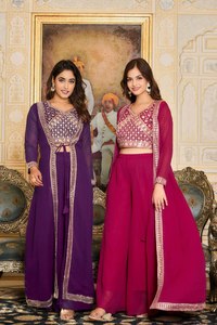 Nouveau concepteur Faux Georgette Lehenga pour les vêtements de mariage et les tenues de festival Top Lehenga avec haussement d'épaules pour femmes Mode pakistanaise - Product Image 5