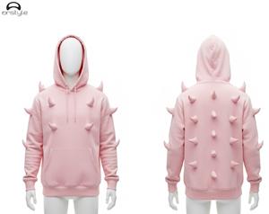 Sudadera con capucha de lana teñida lisa de invierno hecha a medida con diseño Streetwear moda Unisex desgaste de alta calidad - Product Image 5