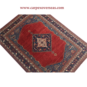 Tapis en laine persan rouge antique dernier modèle écologique pour le salon, fait à la main avec expédition rapide, antidérapant et lavable - Product Image 2