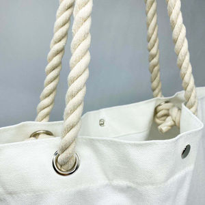 Logo personnalisé sac fourre-tout sac à provisions réutilisable en toile de coton sac de voyage pour femmes sacs à main cadeau sacs fourre-tout en toile avec poignée en corde - Product Image 2