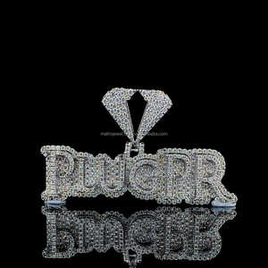 จี้น้ำแข็งแฟชั่นที่กำหนดเอง925เงิน VVS Moissanite ตัวอักษร "plugpr" จี้แร็ปเครื่องประดับฮิปฮอปสำหรับสร้อยคอ - Product Image 1