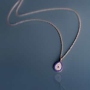 Larme goutte Zircon collier or Rose 925 argent Sterling bleu charme Lariat Design délicat bijoux cadeau pour les femmes - Product Image 2