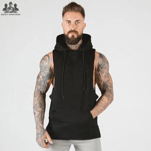 Men's Winter Sleeveless <b>Hoodie</b>-100% Cotton Solid Pattern <b>Gym</b> Training Vest | Eco-Friendly Breathable | Bulk OEM Supply - Product Image 5