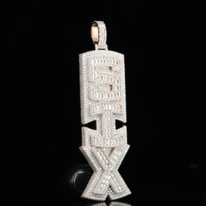 Bijoux HipHop Moissanie, pendentif en diamant moissanite rond taille brillant, personnalisé, glacé, VVS, par Phoenix Enterprise - Product Image 3