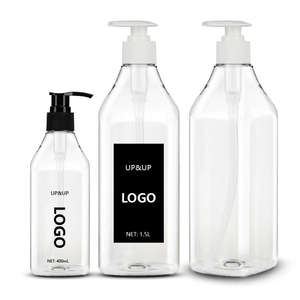 Flacon pulvérisateur carré transparent en PET de 400 ml et 1,5 L pour l'emballage de shampooing et de lotion, qualité supérieure, grossiste - Product Image 1