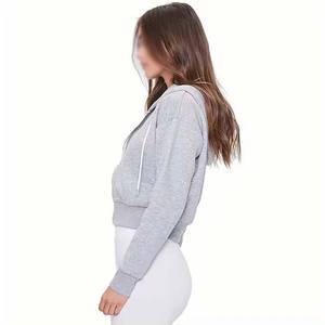 Sweat-shirts à capuche courts à col roulé et fermeture éclair pour femme, vêtements de sport personnalisés, sweat-shirt en polaire respirant, vêtements de rue décontractés - Product Image 4