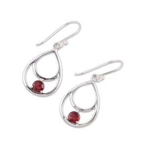 Boucles d'oreilles à double goutte en argent sterling faites à la main avec grenat bijoux de mode pour les chrétiens prix d'usine en gros - Product Image 2