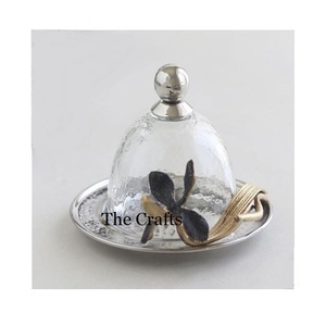 Bandeja de madera para servir alimentos de color marrón con cubierta de vidrio Bandeja de forma ovalada hecha a mano con cubierta a buen precio - Product Image 2