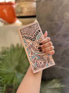 Cartera larga RFID de nuevo diseñador para hombre, estilo occidental turquesa, cuero tallado a mano, gran oferta, soporte para efectivo a la moda, regalo de nailon - Product Image 5