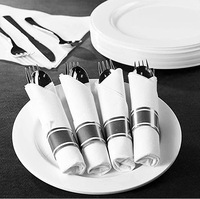 Wholesale High Quality Disposable Party Tableware Rose Gold Silverware Napkin Cutter Fork Spoon Cutlery Set for Party Wedding