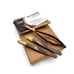 Pince à épiler de luxe en acier inoxydable durable avec logo personnalisé, pointe inclinée dorée, ciseaux à ressort, outil de beauté écologique et durable - Product Image 4