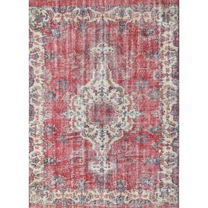 Tapis en laine vintage 9x12 rouge et orange, noué à la main, motif médaillon, pour la maison et le salon, tapis rectangulaire pour couloir - Product Image 1