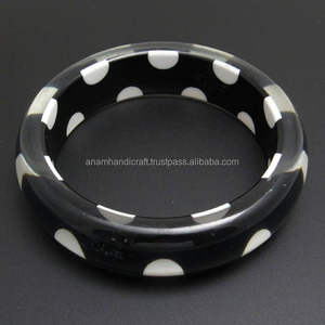 Highly Polished Customized Handcrafted Cufflink Vintage Style Fashion <b>Resin</b> Joint Bangle for Women From India - Product Image 3