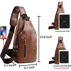 Mochila cruzada de cuero PU antirrobo para hombre y mujer, riñonera de pecho tipo bandolera - Product Image 5