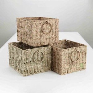 Wholesale Rectangle Rattan Food <b>Container</b> Handle Eco-Friendly Home Decoration OEM Packaging Vietnam Factory Bohemian Style 1-3L - Product Image 6