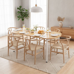 OMA II HBOM216 Minimalist Design 160x80cm Oval Wood and Iron <b>Table</b> - Product Image 3