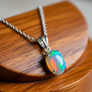 Pendentif en argent sterling 925 de style bohème opale éthiopienne naturelle symbole bouddhiste en or 18 carats pierres de cristal de guérison breloques de mode - Product Image 2