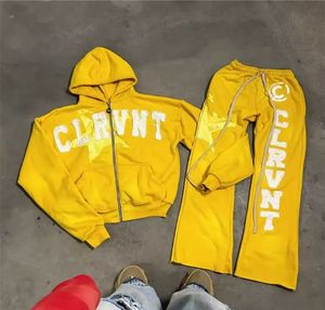 Survêtements évasés de qualité supérieure avec fermeture éclair et lavage à l'acide, jogging pour jambes, ensembles sweats à capuche et pantalons de survêtement pour hommes - Product Image 3