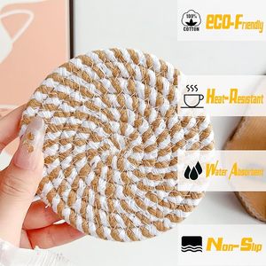 Meilleur artisanat Dessous de verre de table Conception de corde de coton pour les fêtes et la vaisselle Tapis et tampons décoratifs à fonctions multiples - Product Image 2