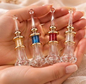 Bouteilles de parfum en verre Attar, verre coloré égyptien, bouchon long, vente en gros - Product Image 1