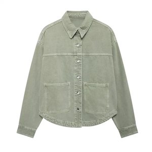 Nouveautés Manteau de mode chic avec poche plaquée veste en jean pour femmes - Product Image 2