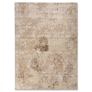 Alfombra Kavi Ivory de Lana y Seda de Bambú Anudada a Mano, Modelo Hidden Srb(Cm-01), Diseño Abstracto, para Sala de Estar, Pasillo, Rectangular - Product Image 1