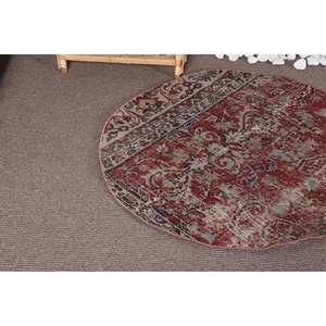 พรมตุรกีวินเทจคลาสสิกสีเบจสีแดง3.2 x 3.1ft ขนแกะพื้นที่ขนาดใหญ่แผ่นรองหลังสำหรับวัยรุ่นพรมห้องโถงสี่เหลี่ยมผืนผ้า - Product Image 5