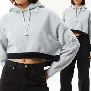 Sweat à capuche pour femmes à la mode tricoté extérieur haut court avec impression personnalisée hiver col à capuche en gros - Product Image 6