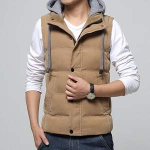 Dernier blouson bombardier sans manches en coton pour homme coupe ajustée à col montant épais coupe-vent écologique pour l'hiver - Product Image 5