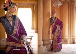 Saree en soie douce de créateur indien avec une belle impression de conception, sari de mariage et de fête de style pakistanais - Product Image 2