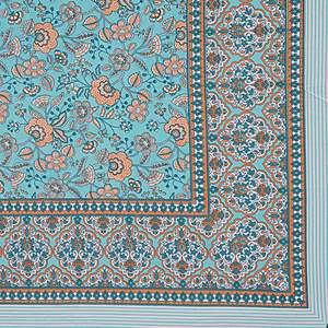 Parure de lit double 3 pièces imprimée fleurs bleu turquoise avec 2 taies d'oreiller et drap plat pour usage domestique, fonction massage ADB1473 - Product Image 5