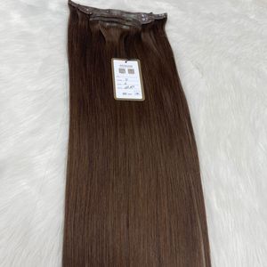 Clip sin costuras vietnamita Premium en extensión de Cabello 100% extensión de cabello humano 22 pulgadas conjunto de cabeza completa Clip sin costuras marrón oscuro en - Product Image 3