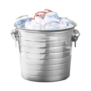 Cubo de hielo de aluminio de Estilo Vintage grande con mango, utensilios de acero, Enfriador de pie para vino y uso en fiestas, última calidad - Product Image 2