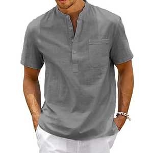 Camisa básica de verano para hombre, blusas de oficina informales con botones de manga corta de algodón para hombre - Product Image 3