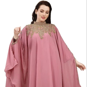 Elegante vestido de baile con cuentas de cristal de longitud completa vestido musulmán Abaya con decoración de patrón de características antiestáticas para damas - Product Image 1