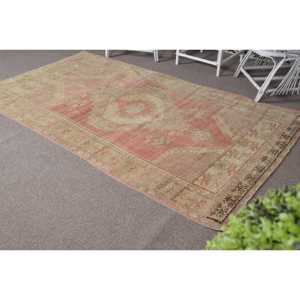 Tapis vintage 4,5 x 7,9 pieds, tapis turc persan en laine vert et rouge - Product Image 5