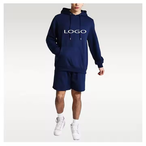 OEM logotipo personalizado impreso sólido transpirable Streetwear Jogger Sudadera con capucha pantalones cortos conjuntos sudadera de manga larga chándales hechos a medida - Product Image 1