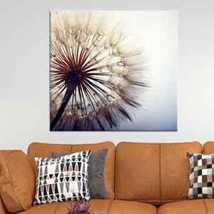 Impresión en lienzo de diente de león en primer plano: arte botánico minimalista para pared, lienzo estirado - Product Image 1