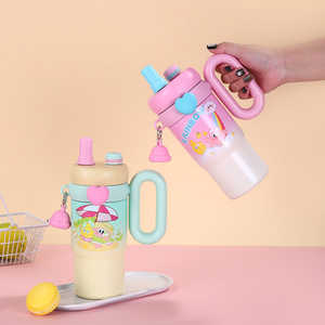 Gobelet isotherme chaud et froid en acier inoxydable de 900 ml avec motif arc-en-ciel classique pour la rentrée des classes des enfants, inclut un couvercle avec paille et bec verseur - Product Image 4