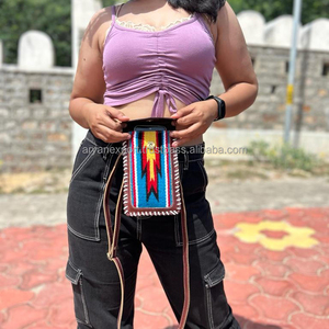 กระเป๋าคาดลำตัวหนังแจ็คการ์ดสะพายข้างสำหรับโทรศัพท์สไตล์วินเทจผ้ามัลติแอซเทคกระเป๋าคล้องข้อมือเล็กๆลายควิลท์ไม่เหมือนใคร - Product Image 4