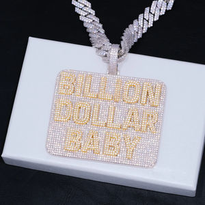 จี้เสน่ห์โลโก้เงินสเตอริ925ตามสั่งพร้อมเพชร VVS Moissanite สไตล์ฮิปฮอปเย็นชื่อสำหรับเป็นของขวัญ - Product Image 5