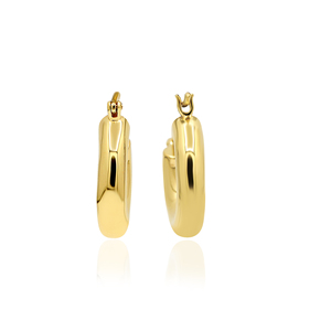 Memoria MJ0156 21X 20mm 925 Sterling <b>Silver</b> Tube Shape Yellow Gold Plated <b>Hoop</b> Earring Fashion Women Wholesale Snap Post Closure - Product Image 4