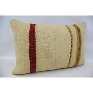 Luxury 16x24 Beige Kilim <b>Patchwork</b> Wool Pillow Woven Design with Vintage & Fluffy Floral Print Portable <b>Bedding</b> for Christmas - Product Image 2