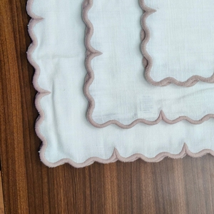 Plush Premium Cotton Table Napkin With Scallop <b>Edge</b> For Wedding Party Dining - Product Image 2