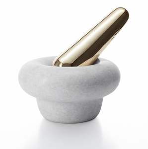 Juego de mortero y mortero de porcelana de lujo de mármol blanco, trituradora de pastillas de Metal, molinillo de especias, tazón de hierbas, polvo de Pesto - Product Image 1