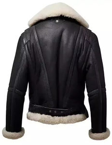 OEM Custom New Arrival Hot Selling <b>Men</b> Genuine Cow Skin High Street Waterproof Windproof Breathable <b>Shearling</b> <b>Jacket</b> Biker - Product Image 5
