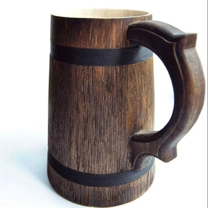 HIGH QUALITY ECO FRIENDLY WOODEN <b>LARGE</b> Tankard Mug <b>Tea</b> Coffee <b>Cup</b> Made of Natural Acacia Wood <b>Cups</b> With Handles - Product Image 1